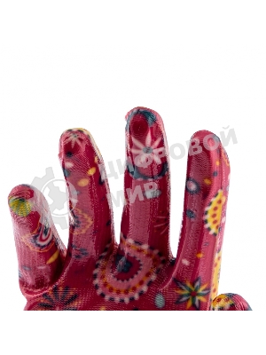 Перчатки садовые из полиэстера с нитрильным обливом, красные, L Palisad