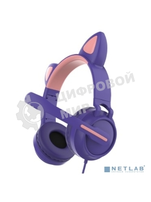 Гарнитура QUMO Game Cat фиолетовый, проводная, USB, подсветка