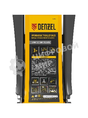 Домкрат гидравлический подкатной Denzel 3 т, 85-610 мм, быстрый подъем, низ. подхват, проф, SUV