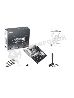 Материнская плата ASUS PRIME B840-PLUS WIFI, AM5, AMD B840, 4xDDR5, 4xSATA, 3xM.2, 1xPCIe 4.0 x16, 1xPCIe 3.0 x16, 2xPCIe 3.0 x16, 1xPCIe 3.0 x1, 1xDP, 1xHDMI, 1x 2.5Gb LAN, 8xUSB-A, 3x3.5 мм, 7.1, ATX