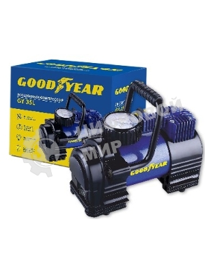 Компрессор GOODYEAR GY000102 GY-35L 35 л/мин Мощность - 168 Вт, Производительность - 35 л/мин, Максимальное токопотребление - 14 А, Максимальное давление - 7 Атм, Длина провода питания: 3 м, Длина воздушного шланга: 1 м. Сумка и набор переходников в комплекте.