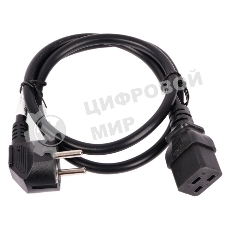 Шнур питания C19-Schuko прямая, 3х1.5, 220В, 16А, черный, 5 метров