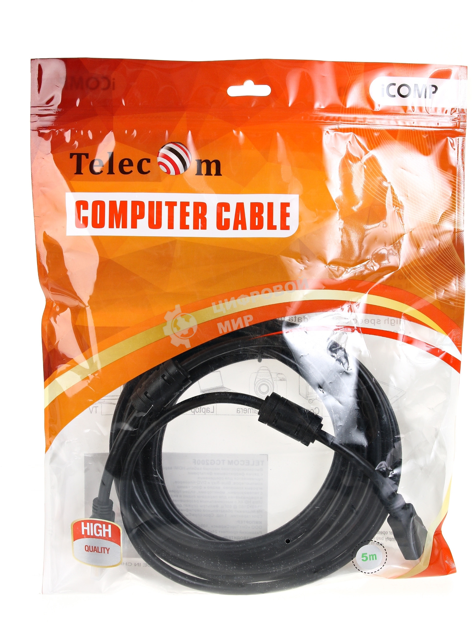 Кабель HDMI-19M - HDMI-19M ver 2.0+3D/Ethernet,2 фильтра 5m Telecom