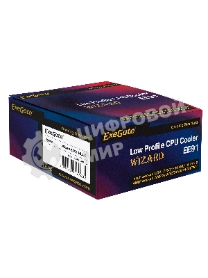Кулер для процессора ExeGate Wizard EE91-BLUE серебристый, 90 мм, алюминий, 2200 об/мин, 22 дБ, 3 pin, 75 Вт, 50 мм