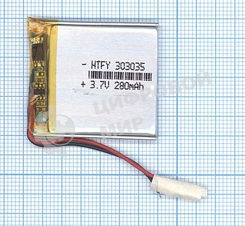Аккумулятор Li-Pol (батарея) 3x30x35мм 2pin 3.7V/280mAh