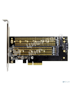 Переходник ORIENT C301E PCI-Ex4->NGFF (M.2) M-key PCI-E SSD + SATA->NGFF (M.2) B-key SSD, тип 2230/2242/2260/2280/22110, SATA кабель и 2 планки крепления в комплекте (31129)