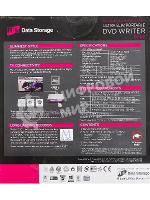 Оптический привод LG DVD-RW ext. Silver Slim Ret. USB 2.0