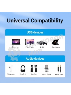 Внешняя звуковая карта Vention USB c регулятором громкости Черная