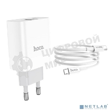 Сетевое зарядное устройство HOCO C80A Rapido 1xUSB + 1xUSB-C, 3.1A, 20W, белый
