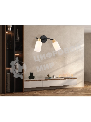 Светильник Ambrella light TR8721/2 BK/WD черный/дерево E14/2 max 60W 380*100*210