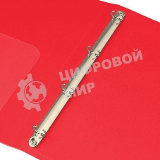 Папка на 4-х кольцах Бюрократ 0827/4RRED A4, пластик, 0.7мм корешок 27мм, внутренний и торцевой карман, красный