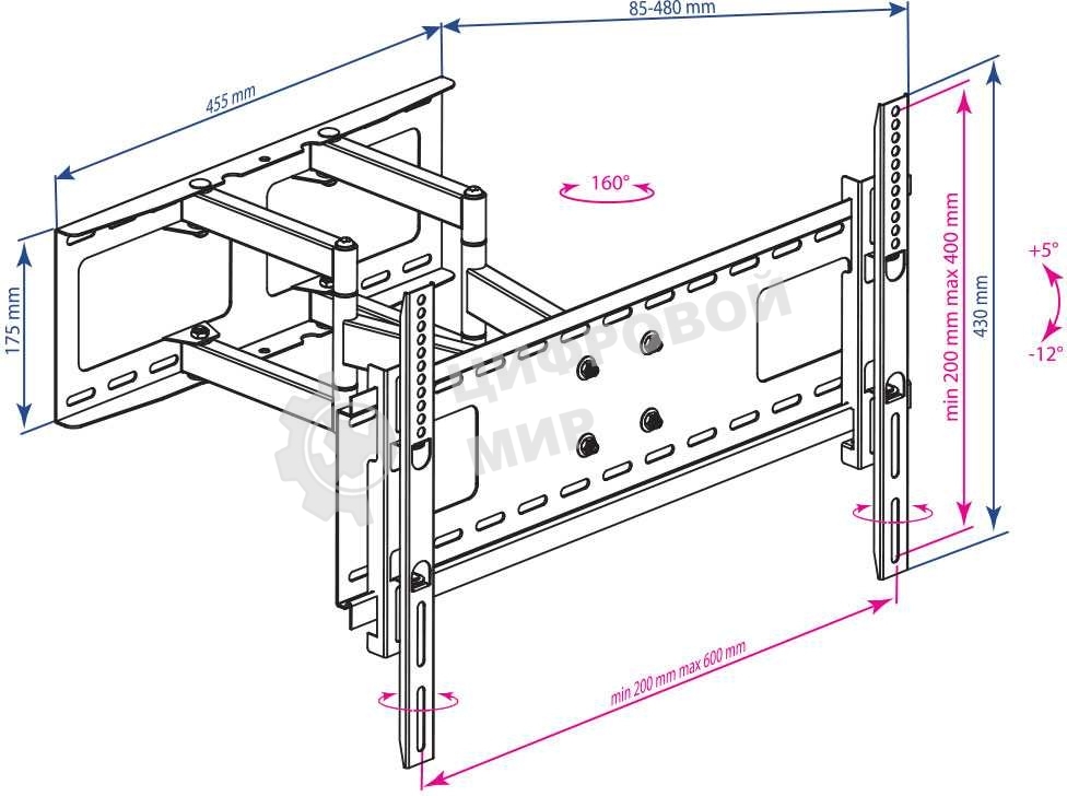 Кронштейн Kromax ATLANTIS-80 черный для LED/LCD телевизоров 32