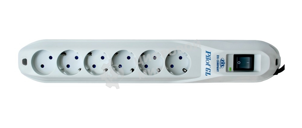 Сетевой фильтр ZIS Pilot GL 6 розеток (5 евро + 1 без заземления) 7 м 10A/2.2kVt