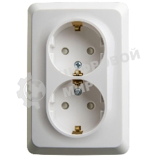Розетка 2-м ОП Этюд 16А 250В угловая защ. шторки с заземл. белый SchE PA16-108B