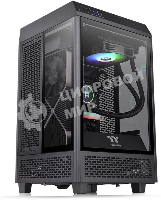 Компьютерный корпус Thermaltake The Tower 100 черный без БП ATX 2x120мм 2xUSB 3.0 1xUSB3.1 audio bott PSU
