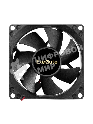 Вентилятор 12В DC ExeGate ExtraSilent ES08025H2P (80x80x25 мм, Hydraulic bearing (гидродинамический), 2pin, 1900RPM, 19dBA)
