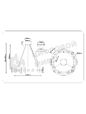 Светильник Ambrella light LH31027 BS/TI латунь/янтарь 72W 3000K D700*150