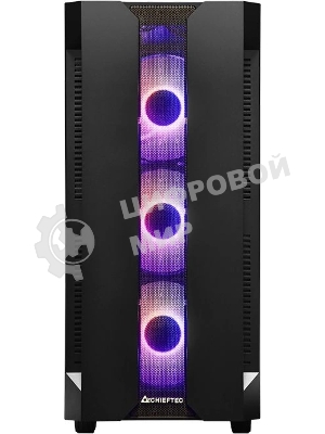 Компьютерный корпус CHIEFTEC HUNTER GS-01B-OP без БП, боковая панель из закаленного стекла, 3xARGB LED 120мм вентилятора спереди, 1xARGB LED 120мм вентилятор сзади, черный, ATX