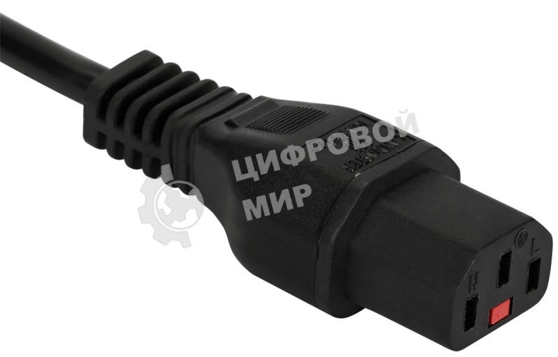 Шнур питания с блокировкой C13-Schuko прямая, 3х0.75, 220В, 10А, черный, 1.8 метра