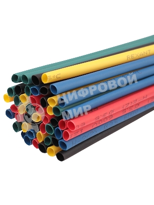 Термоусаживаемые трубки Rexant 3,5/1,75 мм, набор пять цветов, упаковка 50 шт. по 1 м
