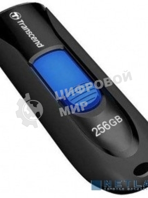 Флешка USB Transcend JetFlash 790 (TS256GJF790K), 256Gb, USB 3.1, R/W 90/40, черный/синий