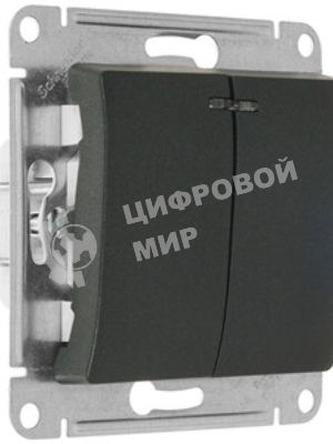 Механизм выключателя 2-кл. СП Glossa 10А IP20 10AX с подсветкой антрацит SchE GSL000753