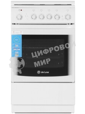 Плита комбинированная De Luxe 5040.20ГЭ (КР) ЧР белый, конфорок 4 шт, духовка 43 л, электроподжиг, 50 см x 85 см x 50 см