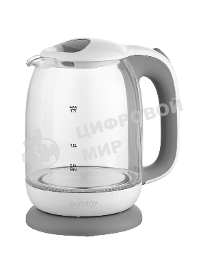Чайник Energy E-281 1.7 л, стекло, бело-серый (005210)
