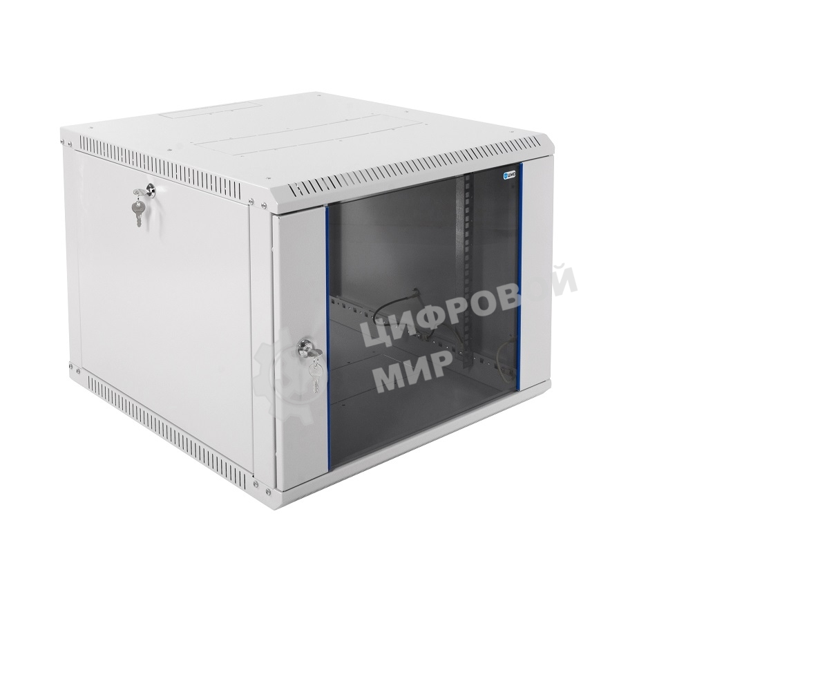 Шкаф настенный ЦМО ШРН-Э-9.650 9U 600x650мм пер.дв.стекл несъемные бок.пан. серый