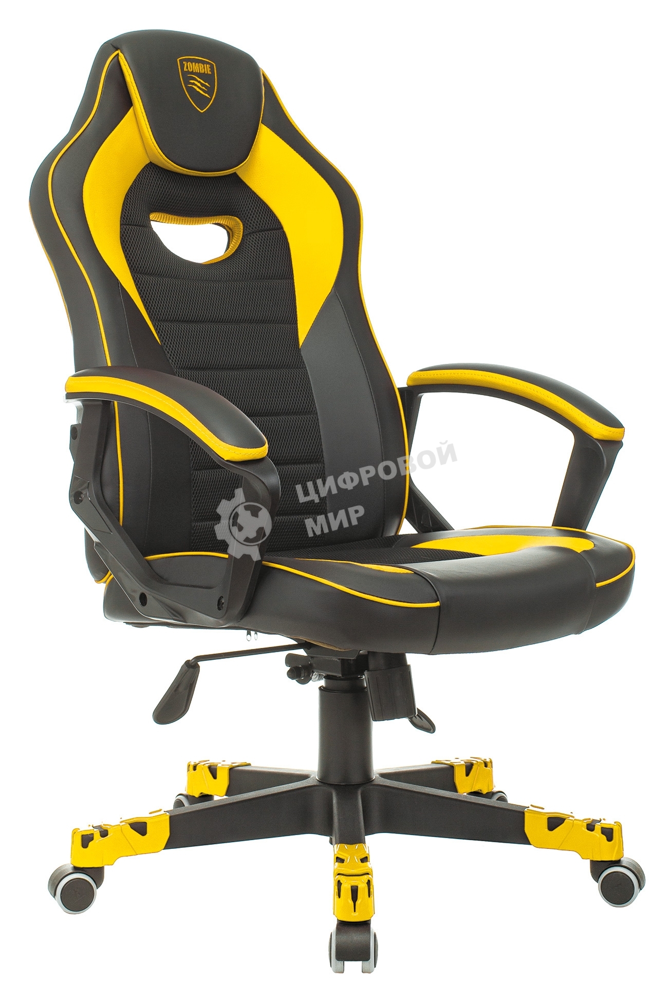 Кресло игровое Бюрократ Zombie GAME 16 черный/желтый текстиль/эко.кожа крестовина пластик