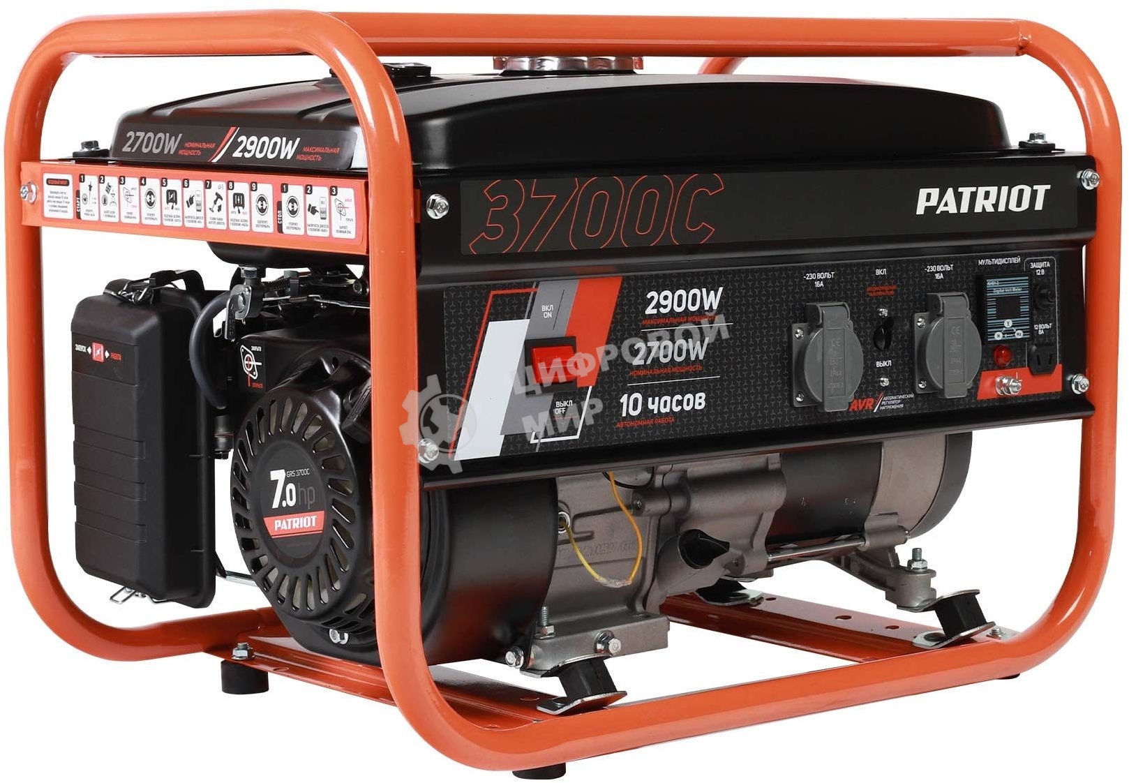 Электрогенератор бензиновый Patriot GRS 3700C, 2.9 кВт, 70 дБ, 40 кг