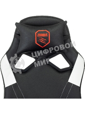 Кресло игровое Zombie 50 черный/белый эко.кожа крестов. пластик