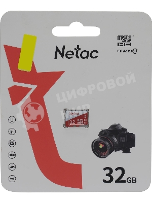 Флеш карта Netac P500 ECO 32Gb MicroSDHC C10 up to 80Mb/s, retail pack card only