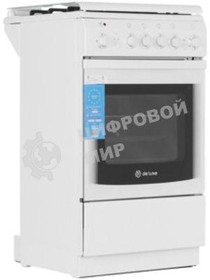 Плита комбинированная De Luxe 5040.20ГЭ (КР) ЧР белый, конфорок 4 шт, духовка 43 л, электроподжиг, 50 см x 85 см x 50 см