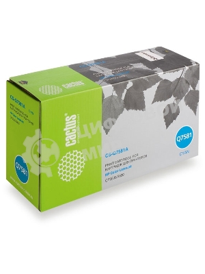 Картридж лазерный Cactus CS-Q7581A голубой (6000 стр.) для HP Color LaserJet CP3505/3800