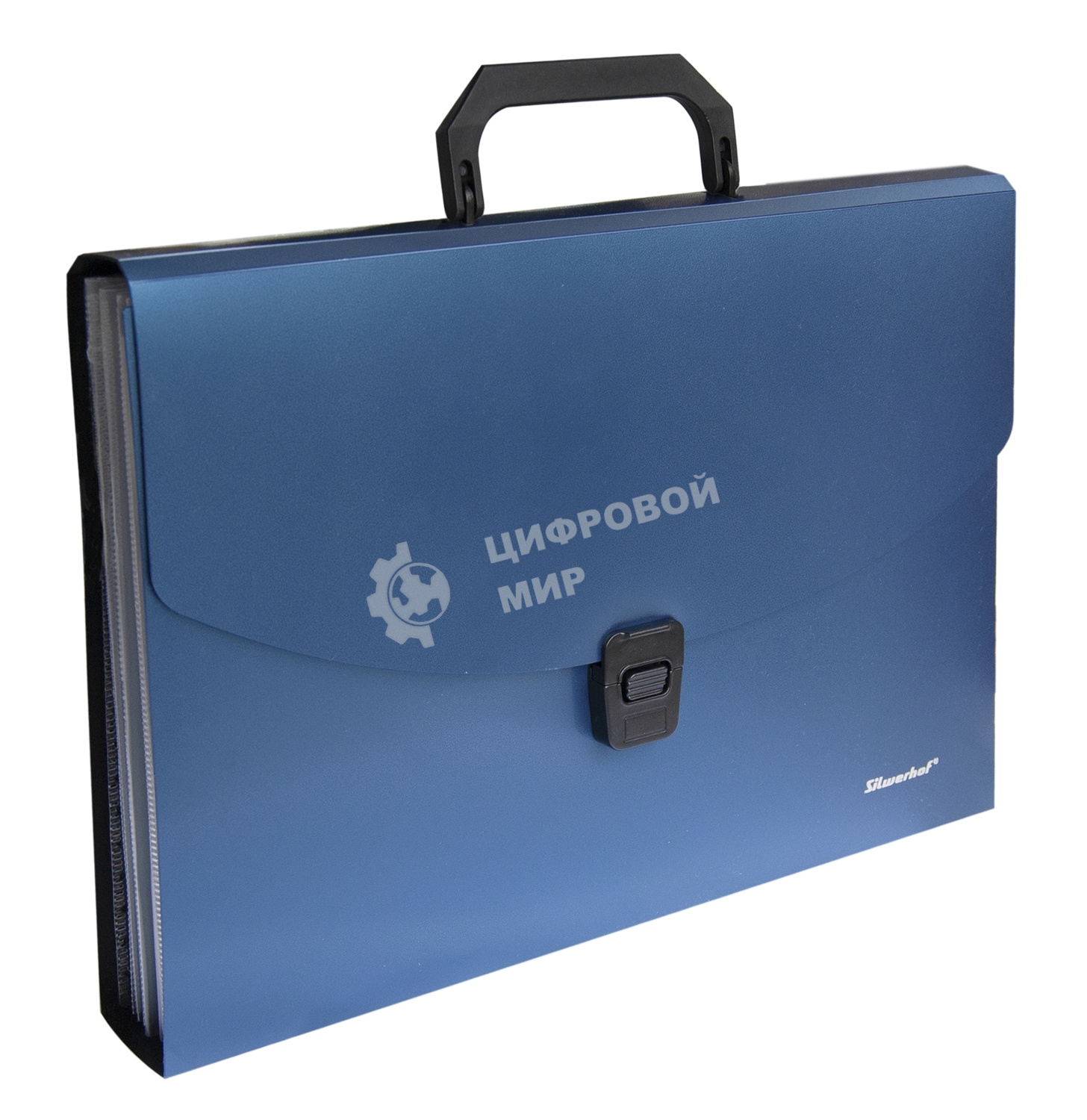 Папка-портфель Silwerhof Perlen 322716-02 6 отделений, A4, пластик, синий металлик