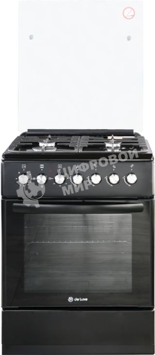 Плита Комбинированная De Luxe 606040.00гэ-003(кр) ЧР черный (стеклянная крышка) реш.чугун