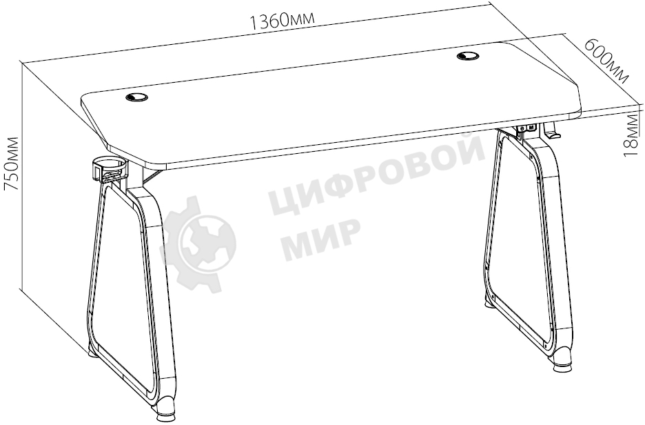 Стол игровой Cactus CS-GMD-BK-RGb столешница МДФ, черный каркас черный 136x60x75 см