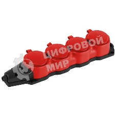 Колодка ЭРА KX-4e-RED-IP44 каучуковая с заземлением 4 розетки 16A IP44 красн. Эра Б0068456