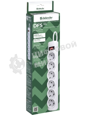 Сетевой фильтр Defender DFS 155 5.0 m, 6 розеток, белый
