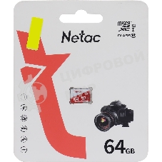 Флеш карта Netac P500 ECO 64Gb MicroSDXC U1/C10 up to 80Mb/s, retail pack card only