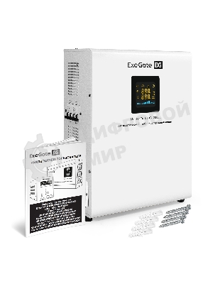 Стабилизатор напряжения настенный ExeGate Master Turbo XV-20000 (20000ВА, вход 80-265В, цветной дисплей, выход 220В±8%, КПД 98%, 5 уровней защиты, задержка, усиленный метал.корпус, 2*Schuko+клем.колодка, RTL)