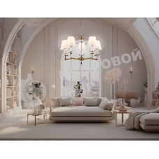Люстра Ambrella light LH71021/5 BS/WH латунь/белый E14*5 max 40W D670*1130