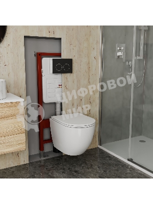 Комплект BAU 6 в 1: усиленная инсталляция BAU IDEAL, унитаз подвесной безободковый вихревой Bau Dream Hurricane3, сиденье дюропласт микролифт, клавиша BAU Round, черная матовая