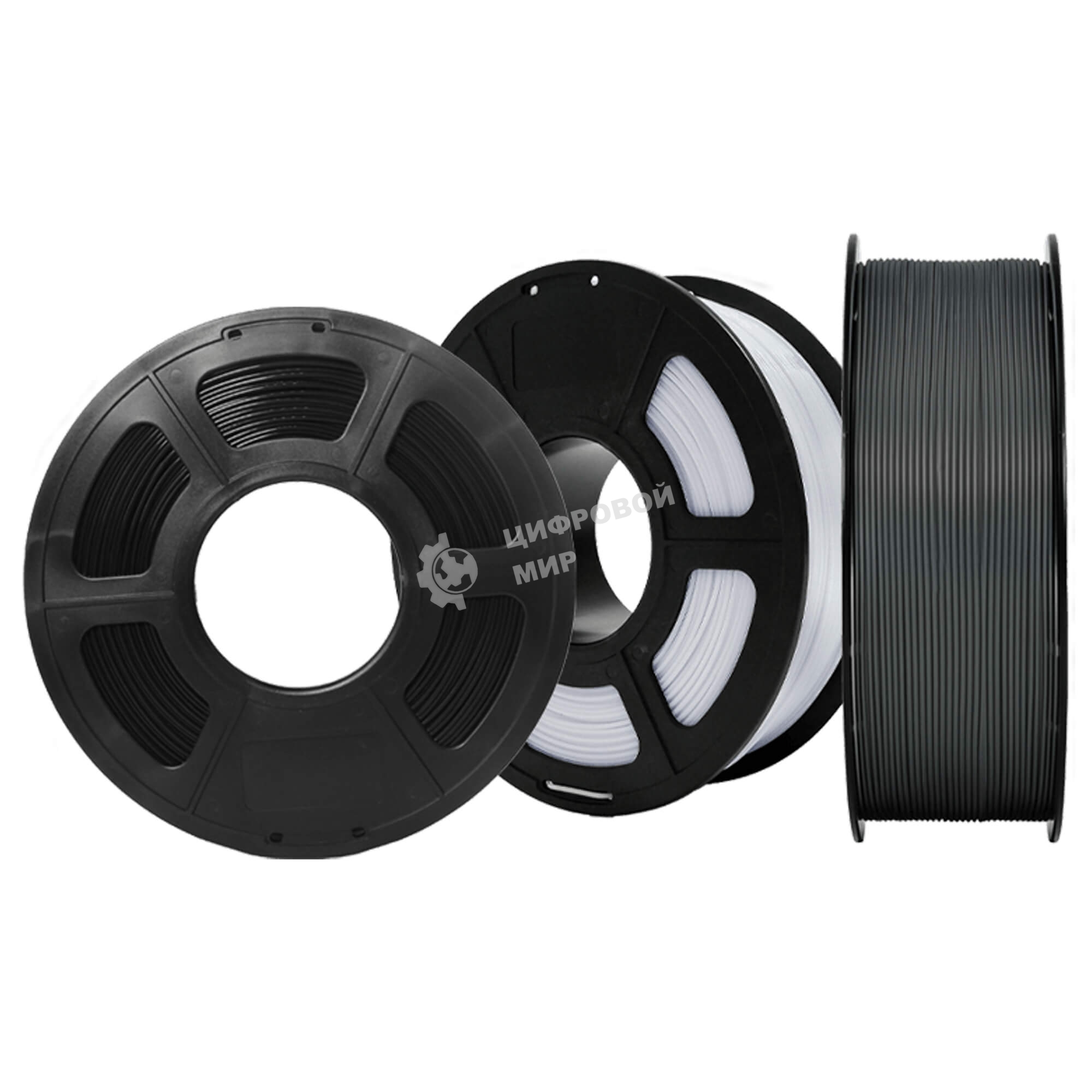 Филамент NV PRINT PA Nylon Trio (полиамид/нейлон) для 3D печати комплект из трех катушек (черный + серый + натуральный) диаметр 1.75мм масса 3 х1 кг