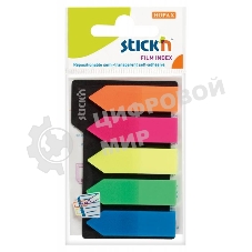 Закладки самоклеящиеся, индексы пластиковые Hopax 21143 12x42мм, 5 цветов в упаковке, 25 листов, стрелки, европодвес