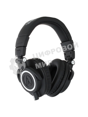 Гарнитура проводная AUDIO-TECHNICA ATH-M50X Black мониторные,закрытые,диаметр 45мм,част 15-28000Гц,макс. входн мощность 1600мВт,импеданс 38Ом,чувствительность 99дБ,два кабеля в комплекте: витой и прямой, черный