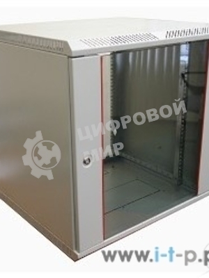 Шкаф настенный ЦМО ШРН-Э-9.650 9U 600x650мм пер.дв.стекл несъемные бок.пан. серый