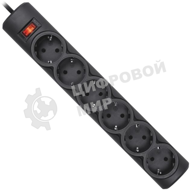 Сетевой фильтр Defender DFS 151 1.8 m, 6 розеток, черный