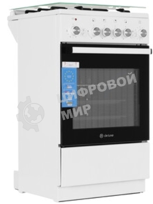 Плита комбинированная De Luxe 5040.40ГЭ (КР) ЧР белый, конфорок 4 шт, духовка 43 л, 50 см x 85 см x 50 см